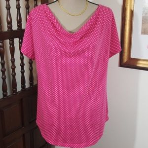Lands end pink polka dots, short sleeves size M